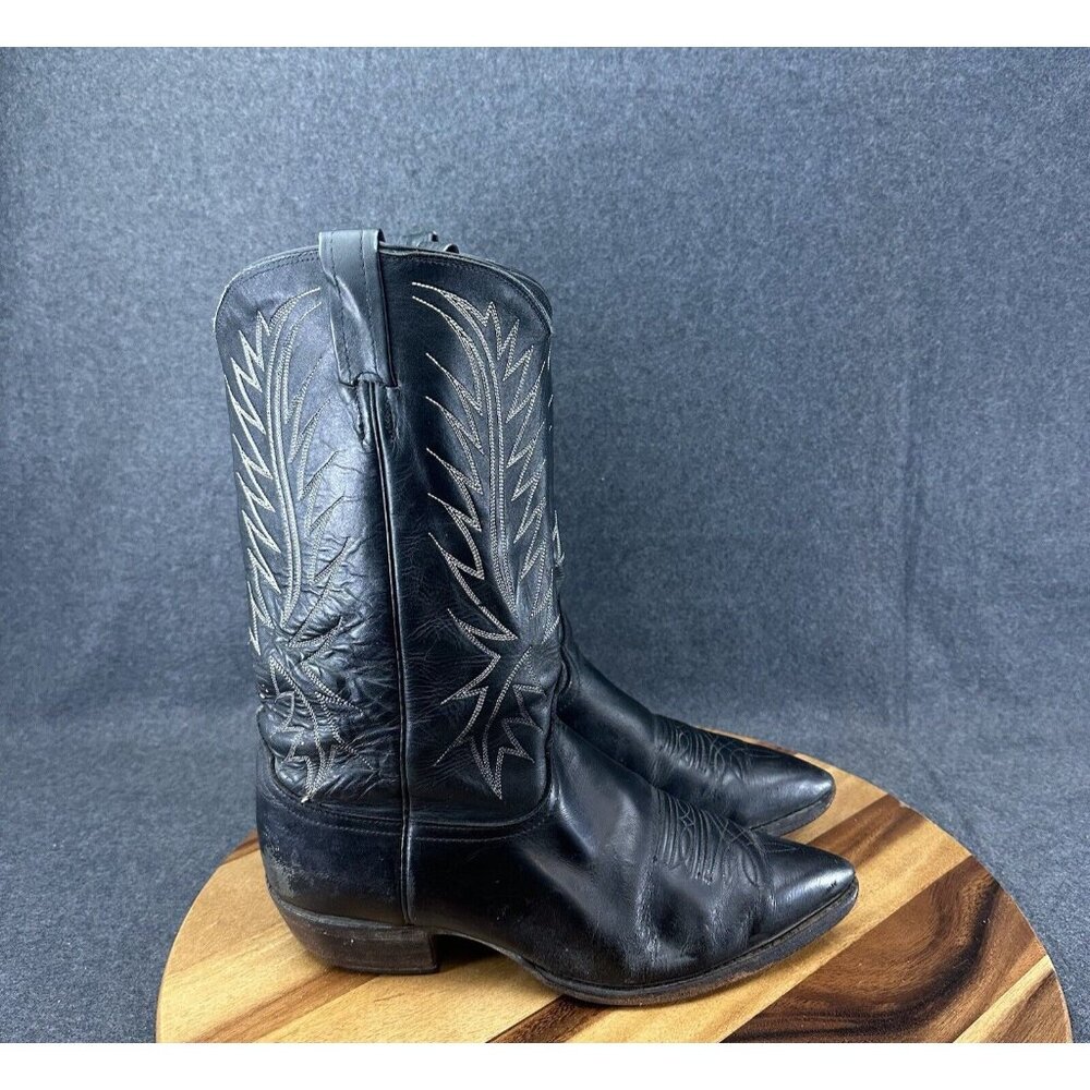 Nocona Mens Cowboy Boots 1104 Black Bullhide Leather Size 10ee Rodeo Made In Usa